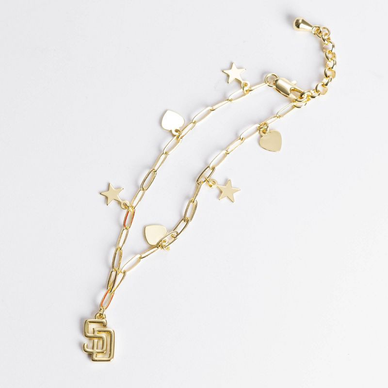 slide 1 of 2, Bijoux Sport by Luv Aj MLB "San Diego Padres" Logo Charm Bracelet - Gold, 1 ct