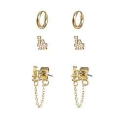 Bijoux Sport by Luv Aj MLB "Los Angeles Dodgers" Logo Chain Link Earring Set - Gold
