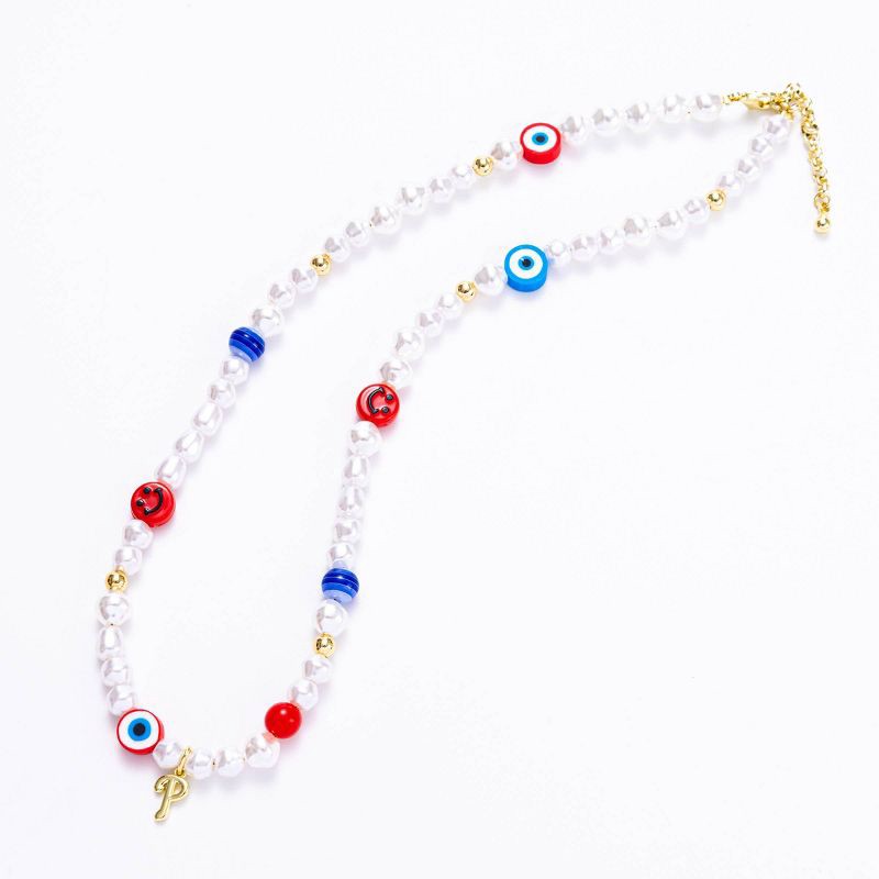 slide 1 of 2, Bijoux Sport by Luv Aj MLB "Philadelphia Phillies" Pearl Bead Logo Necklace - White/Blue/Red, 1 ct