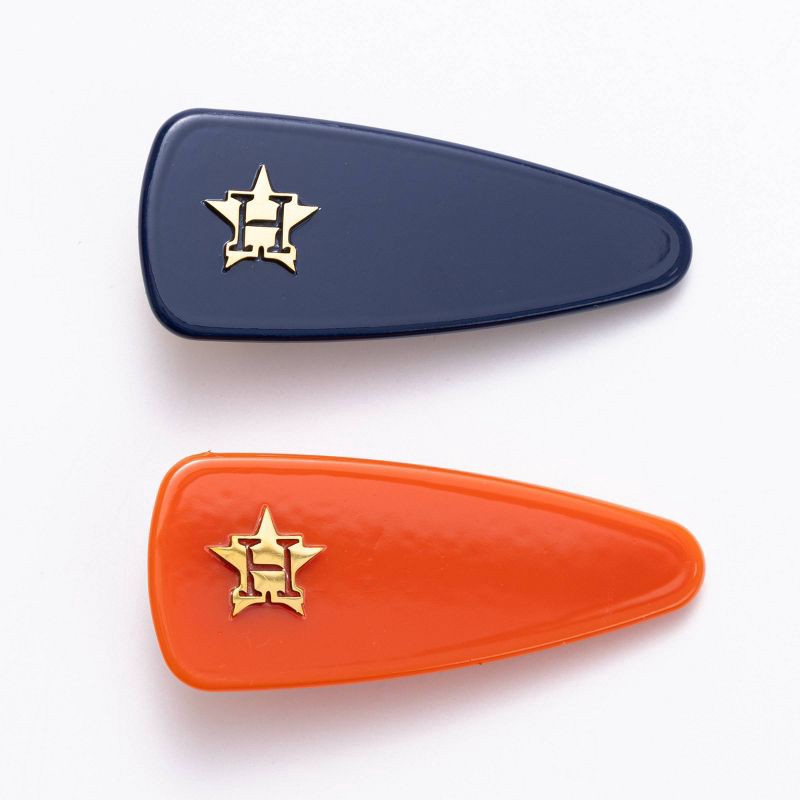 slide 1 of 2, Bijoux Sport by Luv Aj MLB "Houston Astros" Mini Logo Hair Clip Set - Navy Blue/Orange, 1 ct