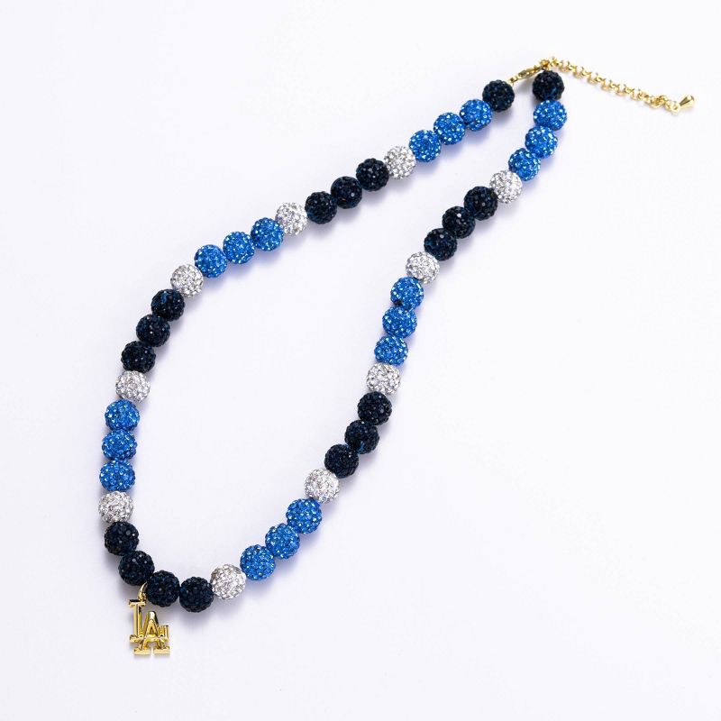 slide 1 of 2, Bijoux Sport by Luv Aj MLB "Los Angeles Dodgers" Rhinestone Bead Logo Necklace - Blue/Black/White, 1 ct