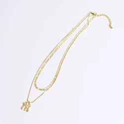 Bijoux Sport by Luv Aj MLB "New York Yankees" Double Chain Logo Necklace - Gold