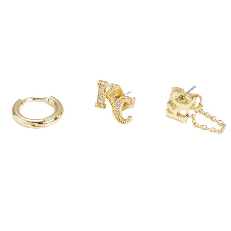 slide 1 of 2, Bijoux Sport by Luv Aj MLB "Kansas City Royals" Logo Chain Link Earring Set - Gold, 1 ct