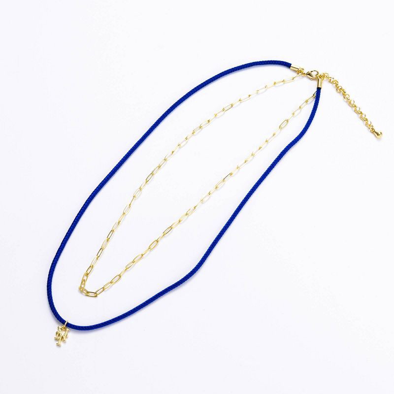 slide 1 of 2, Bijoux Sport by Luv Aj MLB Logo Cord Necklace Set "New York Mets" - Blue/Gold, 1 ct
