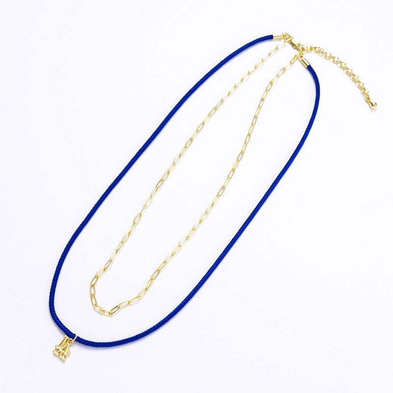 slide 1 of 2, Bijoux Sport by Luv Aj MLB Logo Cord Necklace Set "Los Angeles Dodgers" - Blue/Gold, 1 ct