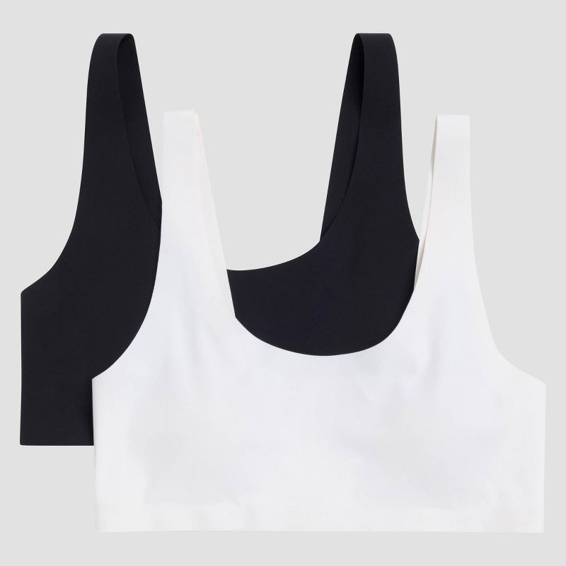 slide 1 of 3, Hanes Girls' 2pk Bonded Comfort Bra - White/Black S, 2 ct