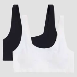 Hanes Girls' 2pk Bonded Comfort Bra - White/Black M