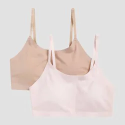 Hanes Girls' 2pk Bonded Bra - Pink/Beige S