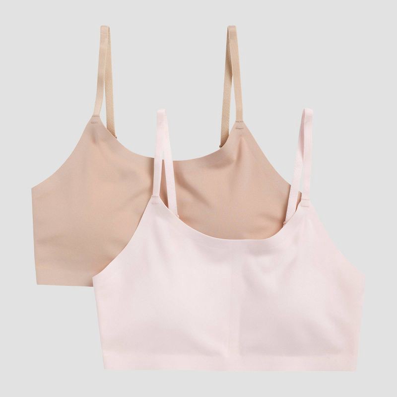 slide 1 of 3, Hanes Girls' 2pk Bonded Bra - Pink/Beige L, 2 ct