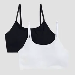 Hanes Girls' 2pk Bonded Bra - Black/White M