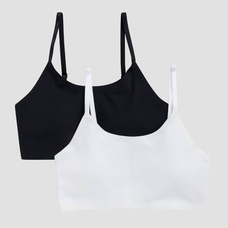 slide 1 of 3, Hanes Girls' 2pk Bonded Bra - Black/White L, 2 ct