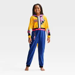 Girls' KPop Demon Hunters Long Sleeve Pajama Union Suit - Yellow/Blue S