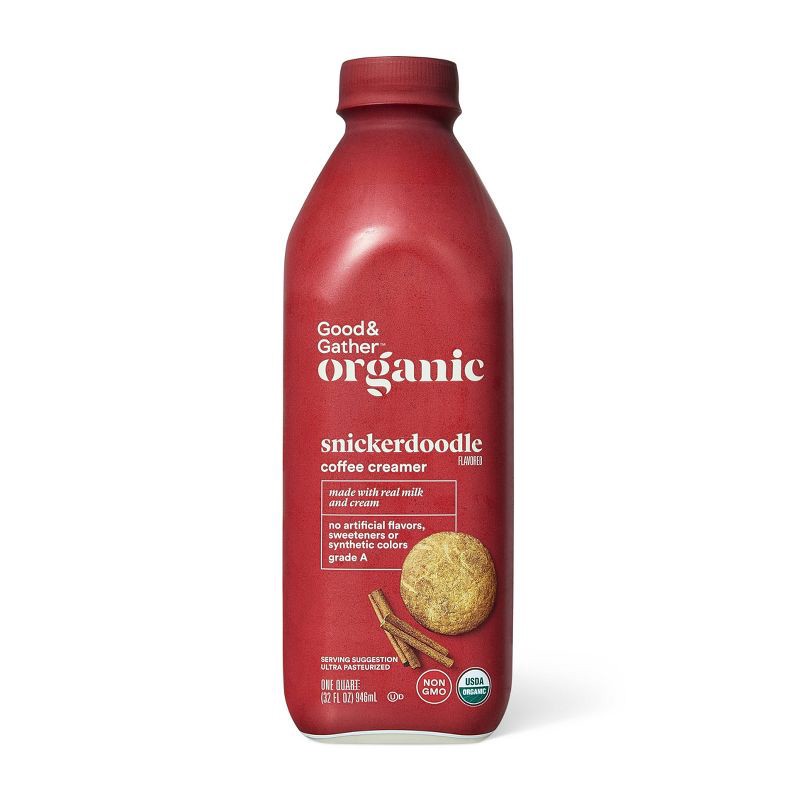 slide 1 of 4, Organic Snickerdoodle Flavored Coffee Creamer - 32 fl oz - Good & Gather™, 32 fl oz