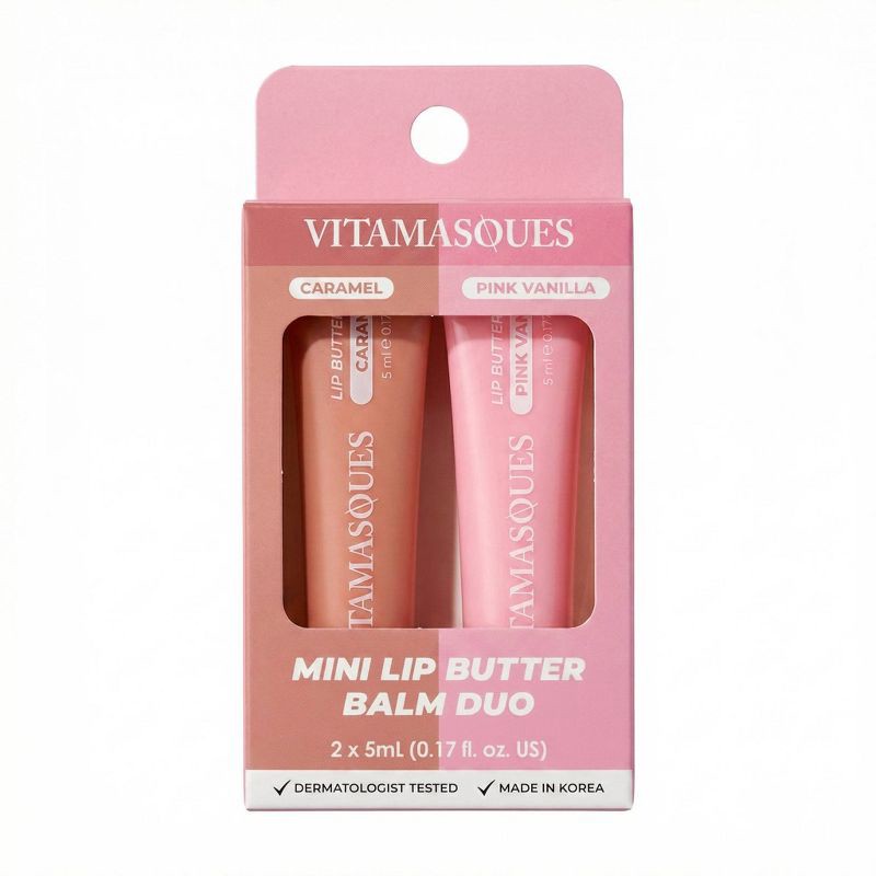 slide 1 of 6, Vitamasques Lip Butter Balm Plump & Repair Mini Duo - Caramel + Pink Vanilla - 0.33 fl oz, 0.33 fl oz