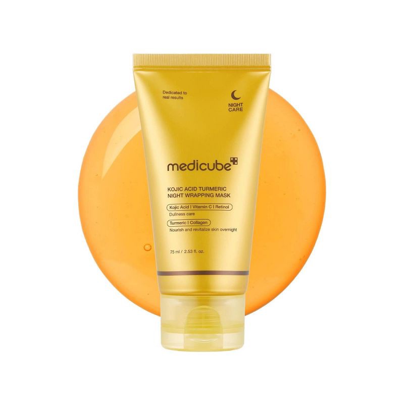 slide 1 of 10, medicube Kojic Acid Turmeric Night Wrapping Face Mask Korean Skincare - 2.53 fl oz: Nourishing, Contains Retinol, Vitamin C, Collagen, 2.53 fl oz