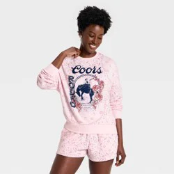 Women's Crewneck Coors Paisley Fleece Graphic Pullover Sweatshirt - Light Pink M