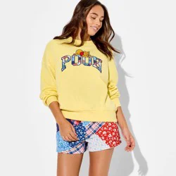Disney Women's Crewneck Winnie The Pooh Fleece Graphic Pullover Sweatshirt - Light Yellow XL