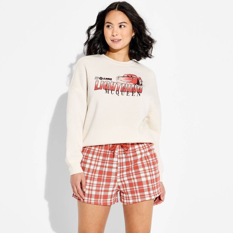 slide 1 of 3, Mighty Fine Women's Graphic Jogger Shorts - Red XS, 1 ct