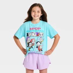 Girls' KPop Demon Hunters Snacks Short Sleeve Graphic T-Shirt - Blue S