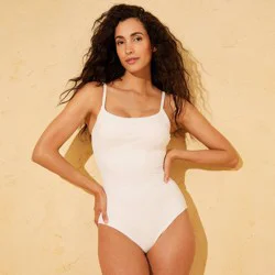 Women's Scoop Neck Medium Coverage One Piece Swimsuit - Shade & Shore™ Cream L