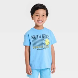 Toddler Boys' Scavenger Hunt Miami Tennis Club Oversized T-Shirt - Turquoise Blue 18M
