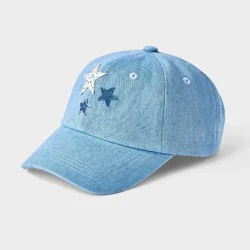 Girls' Denim Baseball Hat with Stars - Cat & Jack™ Blue