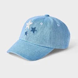 Girls' Denim Baseball Hat with Stars - Cat & Jack™ Blue