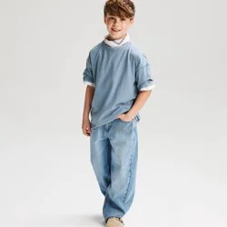 Boys' Short Sleeve Oversized Heavyweight Washed T-Shirt - Cat & Jack™ Light Blue M