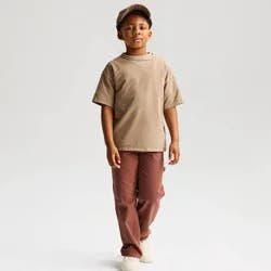 Boys' Short Sleeve Oversized Heavyweight Washed T-Shirt - Cat & Jack™ Brown M