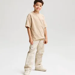Boys' Short Sleeve Oversized Heavyweight Washed T-Shirt - Cat & Jack™ Sand M
