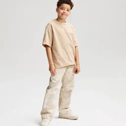 Boys' Short Sleeve Oversized Heavyweight Washed T-Shirt - Cat & Jack™ Sand M