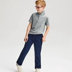 Boys' Short Sleeve Pique Striped Polo Shirt - Cat & Jack™ Gray S