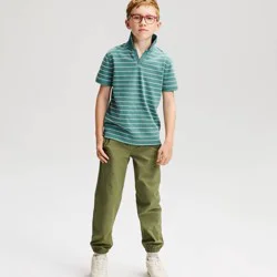 Boys' Short Sleeve Johnny Collar Striped Textured Polo Shirt - Cat & Jack™ Turquoise Blue XL