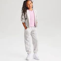 Girls' Fleece Zip-Up Hoodie Sweatshirt - Cat & Jack™ Heather Gray XS
