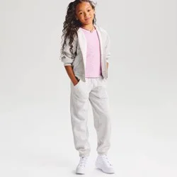 Girls' Fleece Zip-Up Hoodie Sweatshirt - Cat & Jack™ Heather Gray S
