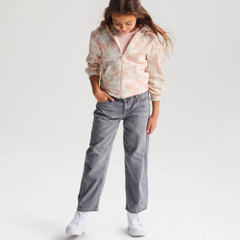 slide 1 of 3, Girls' Fleece Hoodie Zip-Up Sweatshirt - Cat & Jack™ Camo S, 1 ct