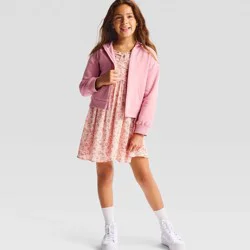 Girls' Fleece Hoodie Zip-Up Sweatshirt - Cat & Jack™ Mauve Pink S
