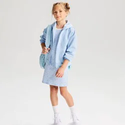 Girls' Fleece Hoodie Zip-Up Sweatshirt - Cat & Jack™ Pale Blue M