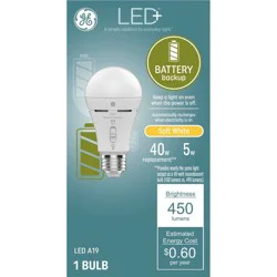 GE Household Lighting LED+ Battery Backup A19 SW