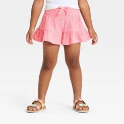 Toddler Girls' Smocked Woven Shorts - Cat & Jack™ Pink 18M