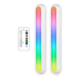 Energizer 2pk Rechargeable LED Light Bars with Remote Control, Dimmable RGBW Color Changing Accent Lights, 80 Lumens