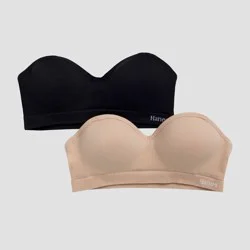 Hanes Girls' 2pk Strapless Bra - Black/Beige 32A