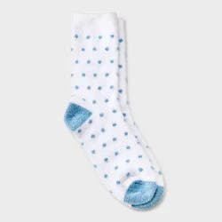 Girls' Polka Dot Cozy Pajama Crew Socks - art class™ Blue/White M