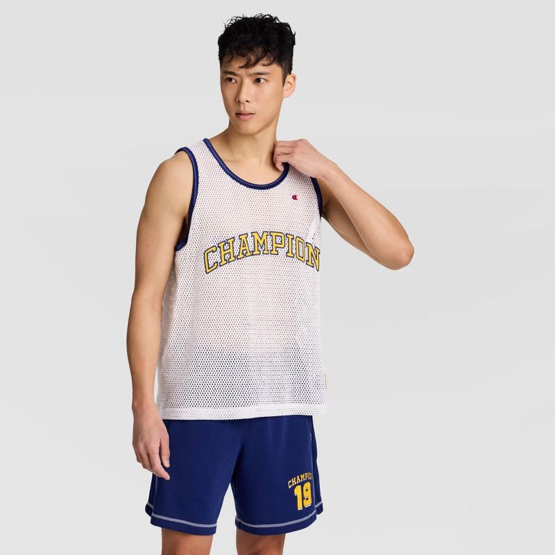slide 1 of 6, Champion Men's Classic Fit Heritage Hoops Crochet Gameday Jersey - Bright White L, 1 ct