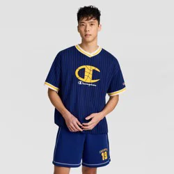 Champion Men's Classic Fit Heritage Hoops Short Sleeve Shirt - Blue Depths M