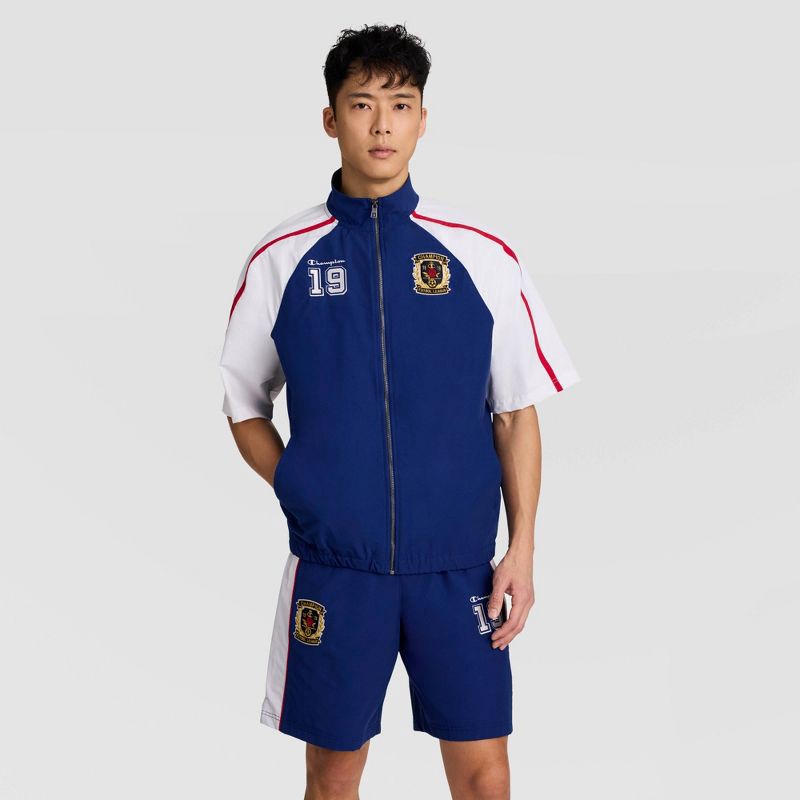 slide 1 of 7, Champion Men's "World Game" Game-Day Short Sleeve Full Zip - Blue Depths M, 1 ct
