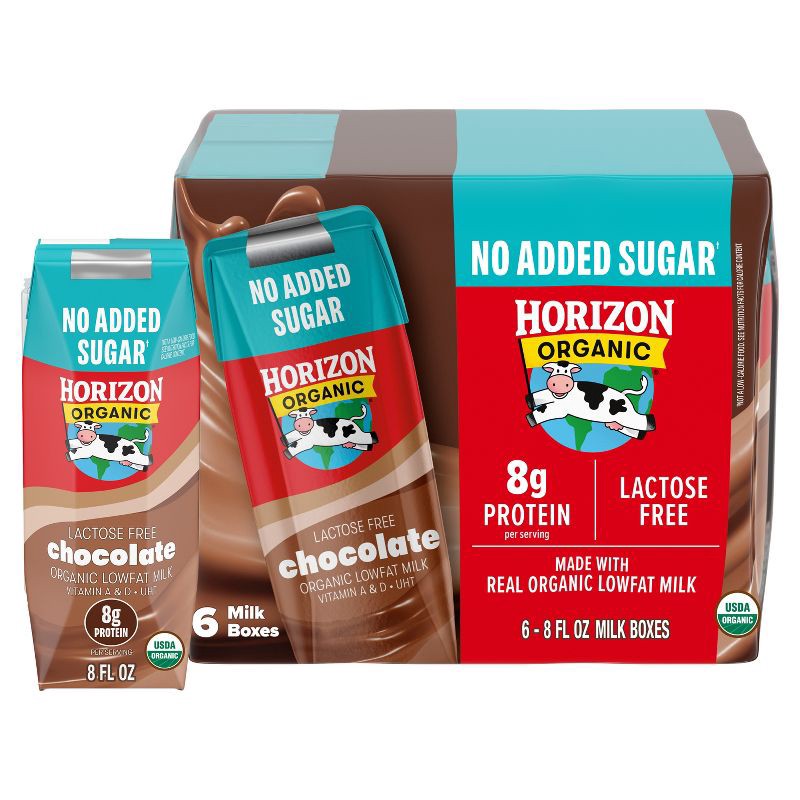 slide 1 of 15, Horizon Organic Lactose Free, No Added Sugar - Chocolate - 6pk/8 fl oz Boxes, 6 ct; 8 fl oz