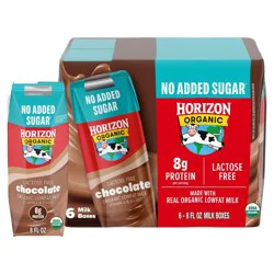 Horizon Organic Lactose Free, No Added Sugar - Chocolate - 6pk/8 fl oz Boxes