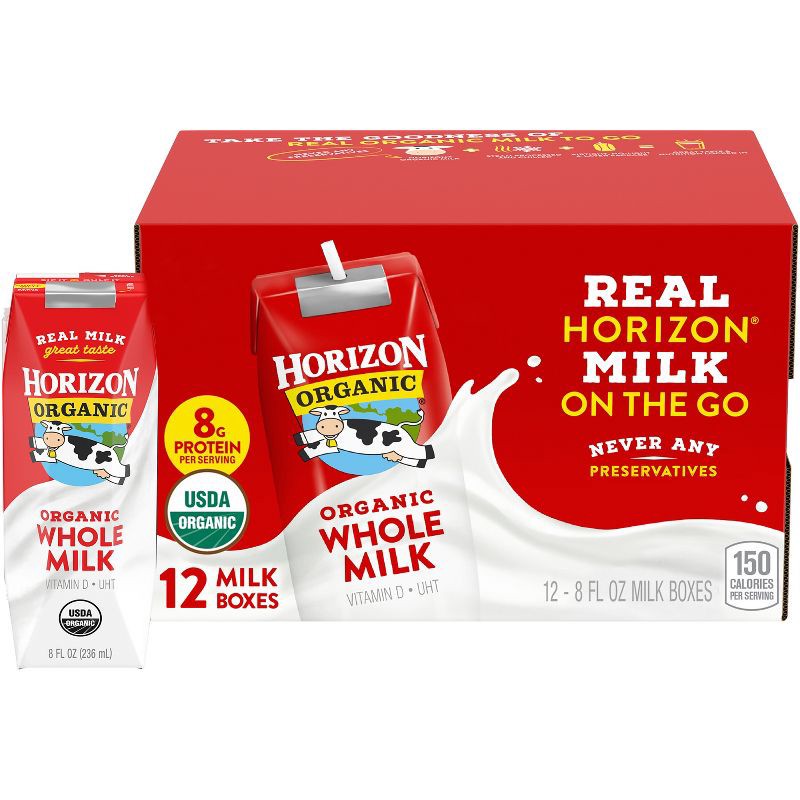 slide 1 of 11, Horizon Organic Whole Milk - 12pk/8 fl oz Boxes, 12 ct; 8 fl oz