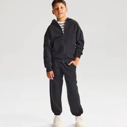 Boys' Relaxed Fit Fleece Zip-Up Hoodie Sweatshirt - Cat & Jack™ Black XS